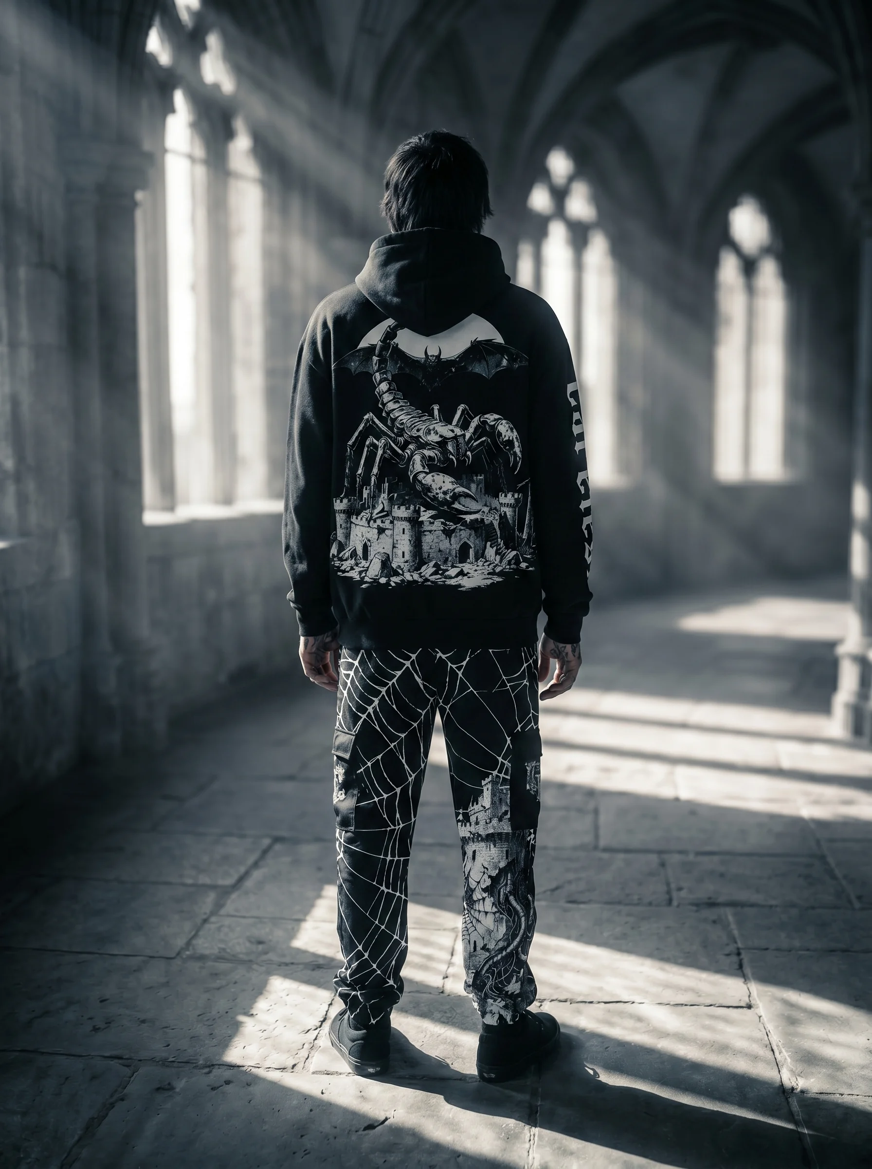 Scorpion King Hoodie - back graphic featuring massive white ink scorpion
