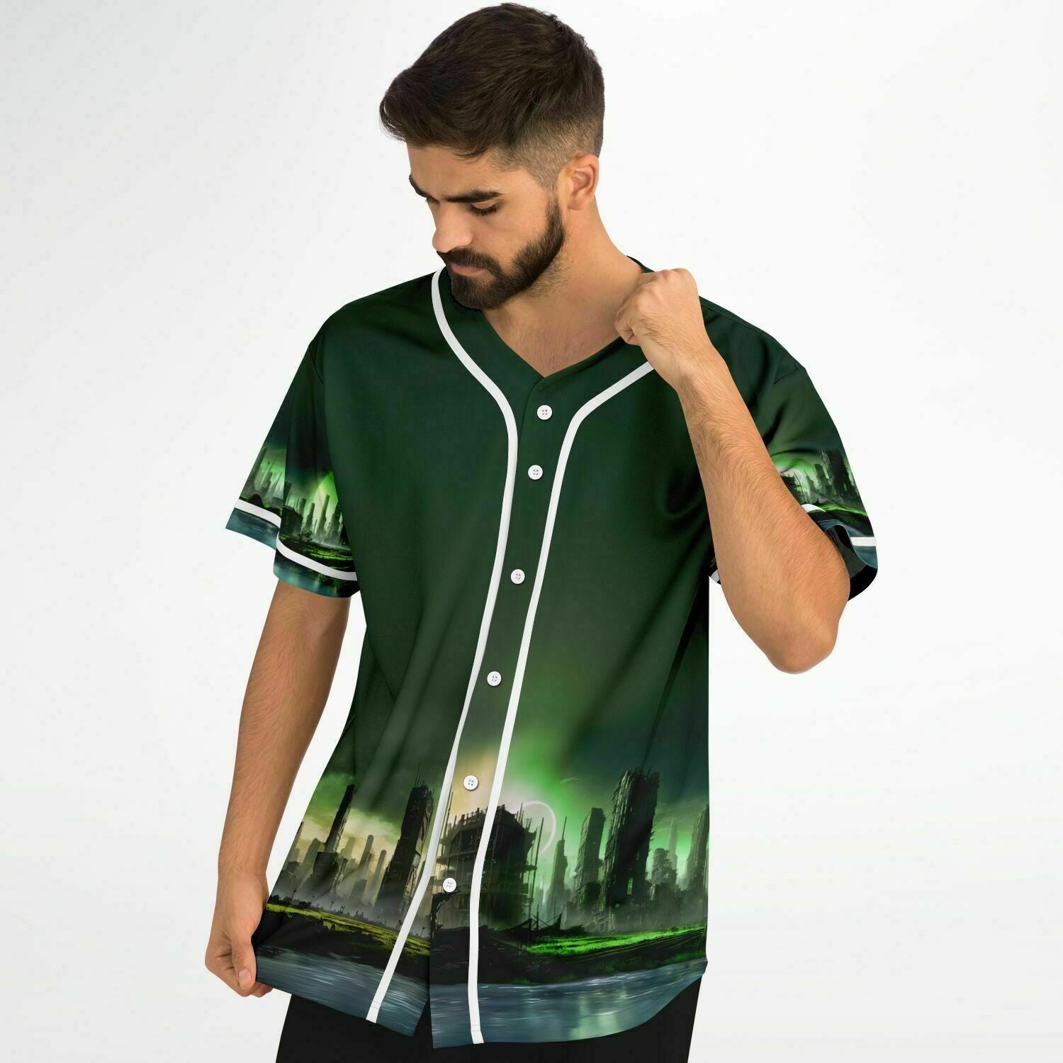 Apocalyptic Planet Jersey worn from the front