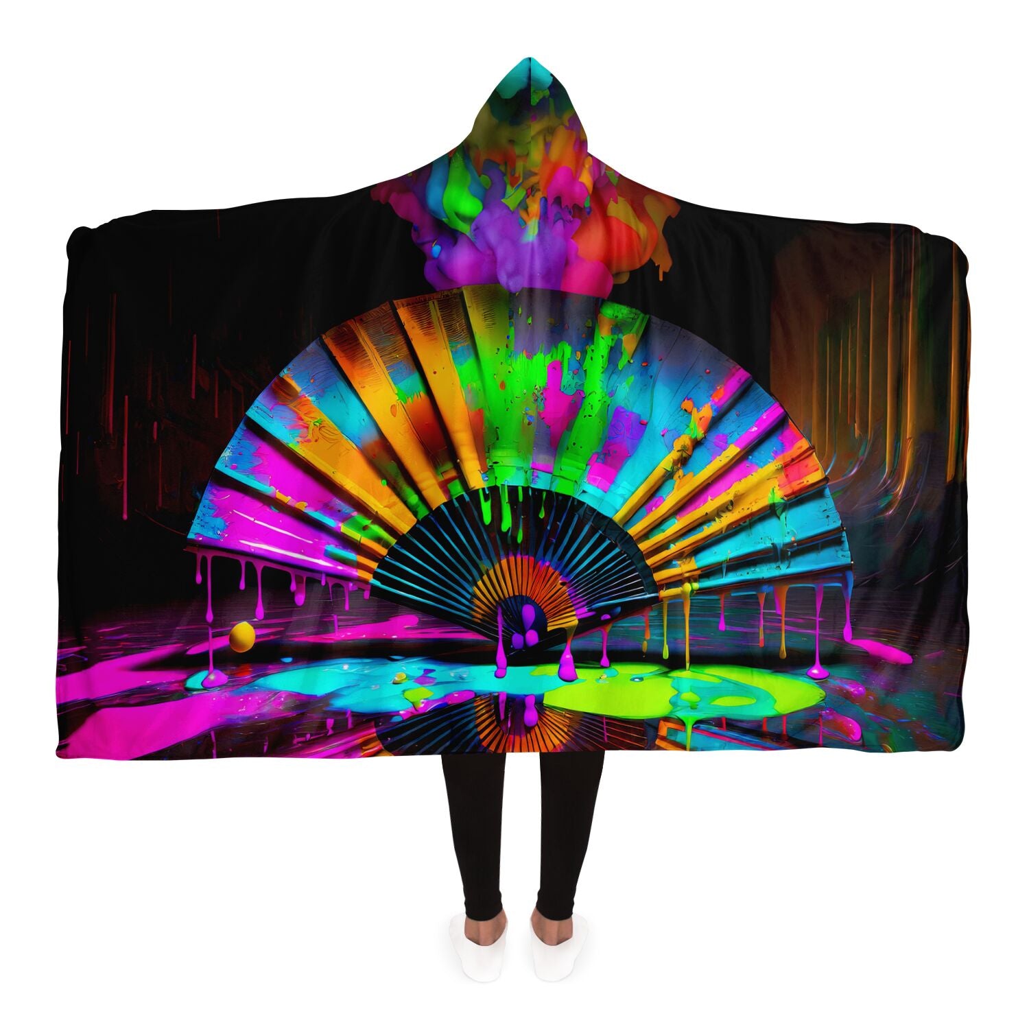 Neon Paint Fan Hooded Blanket, product detail